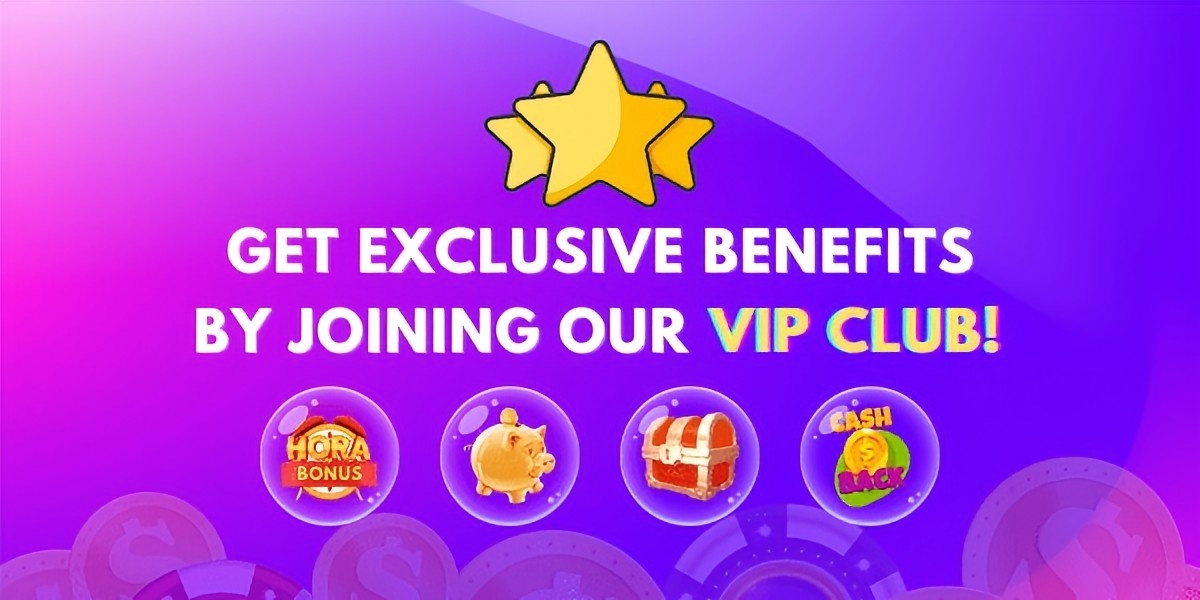 Promotion banner with golden stars and VIP club exclusive benefits text over a purple and pink gradient